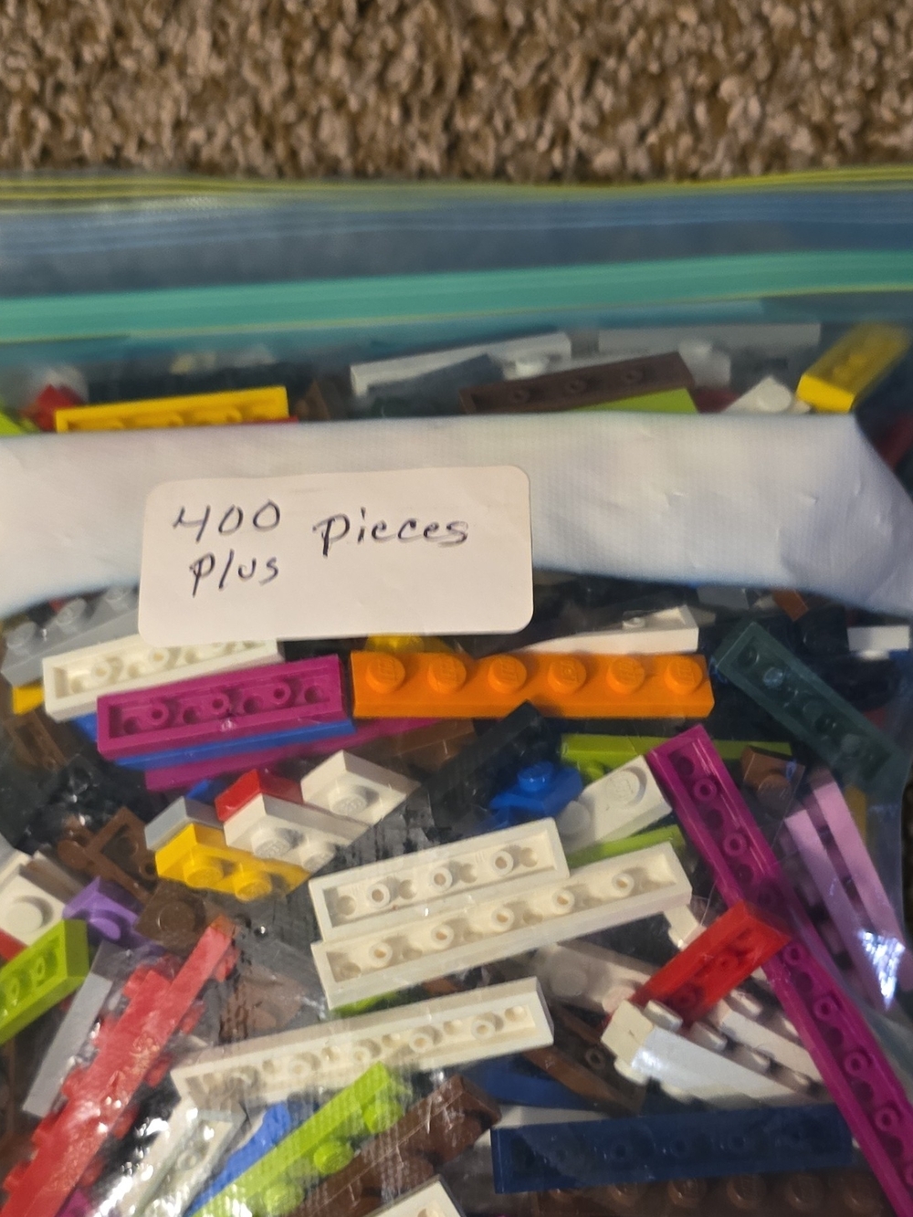 Mixed Plastic Building Bricks Lot - Bright Multicolor